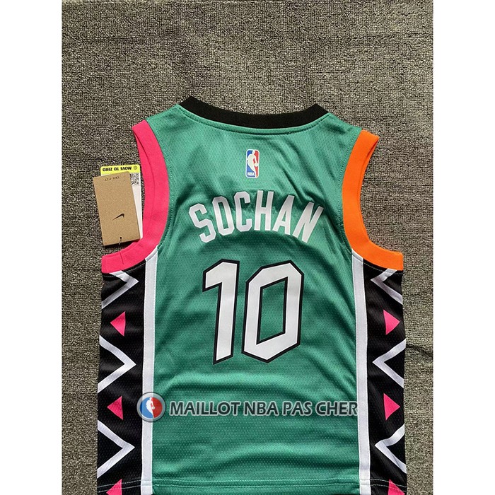 Maillot Enfant San Antonio Spurs Jeremy Sochan NO 10 Ville 2022-23 Vert